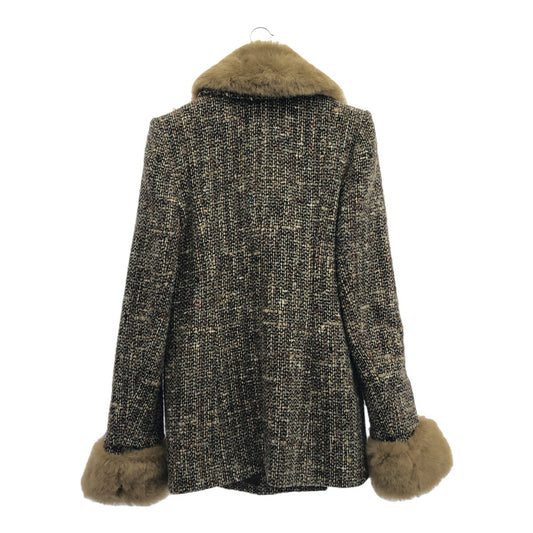 CELINE Vintage Detachable Fur Collar Coat France Size 40