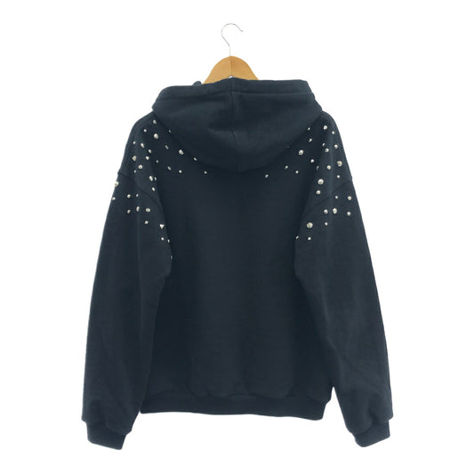 GUCCI 23SS Studded Logo Cotton Hoodie Black Size M