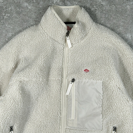 DANTON Boa Fleece Stand Collar Jacket White Size S