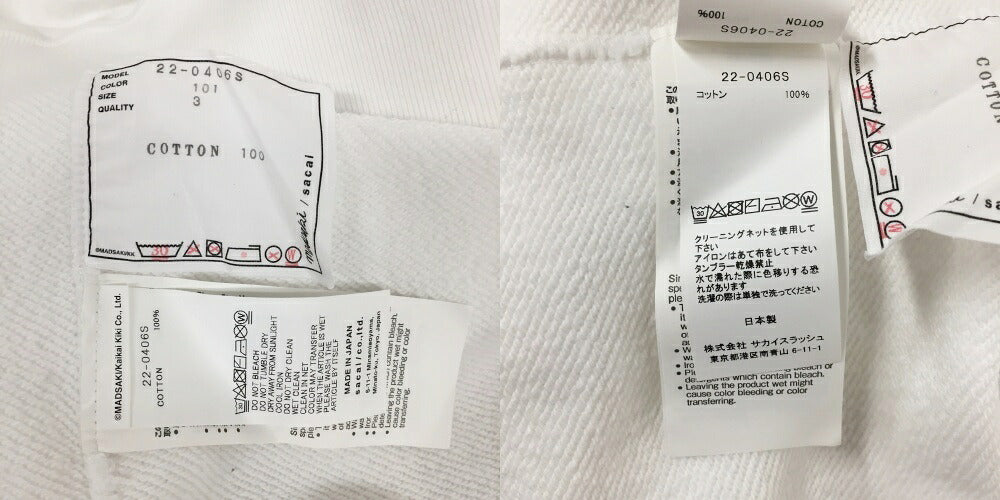 SACAI( MADSAKI Front Flock Print Sweatshirt White Size 3