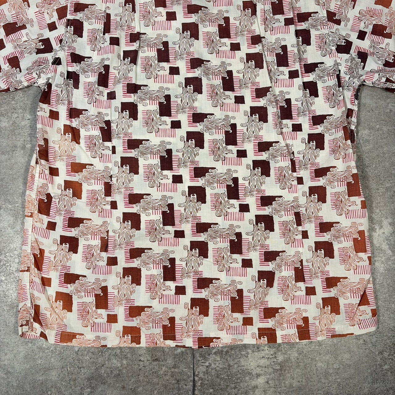 ITAXIXUMGQW 50s/60s Pink Pattern Cotton Collar Shirt Size L