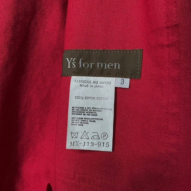 Y's for men Light Cotton Canvas Long Coat Red Size 3
