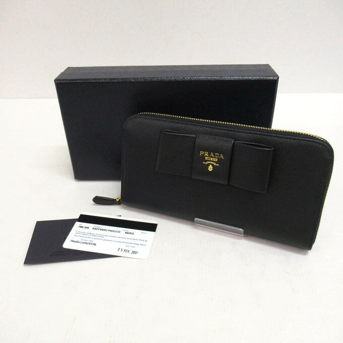 PRADA SAFFIANO FLOCCO Saffiano Wallet Black Size ONE SIZE