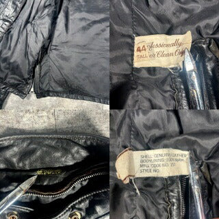 Vintage 70s Black Leather Single Rider Jacket USA Size 44