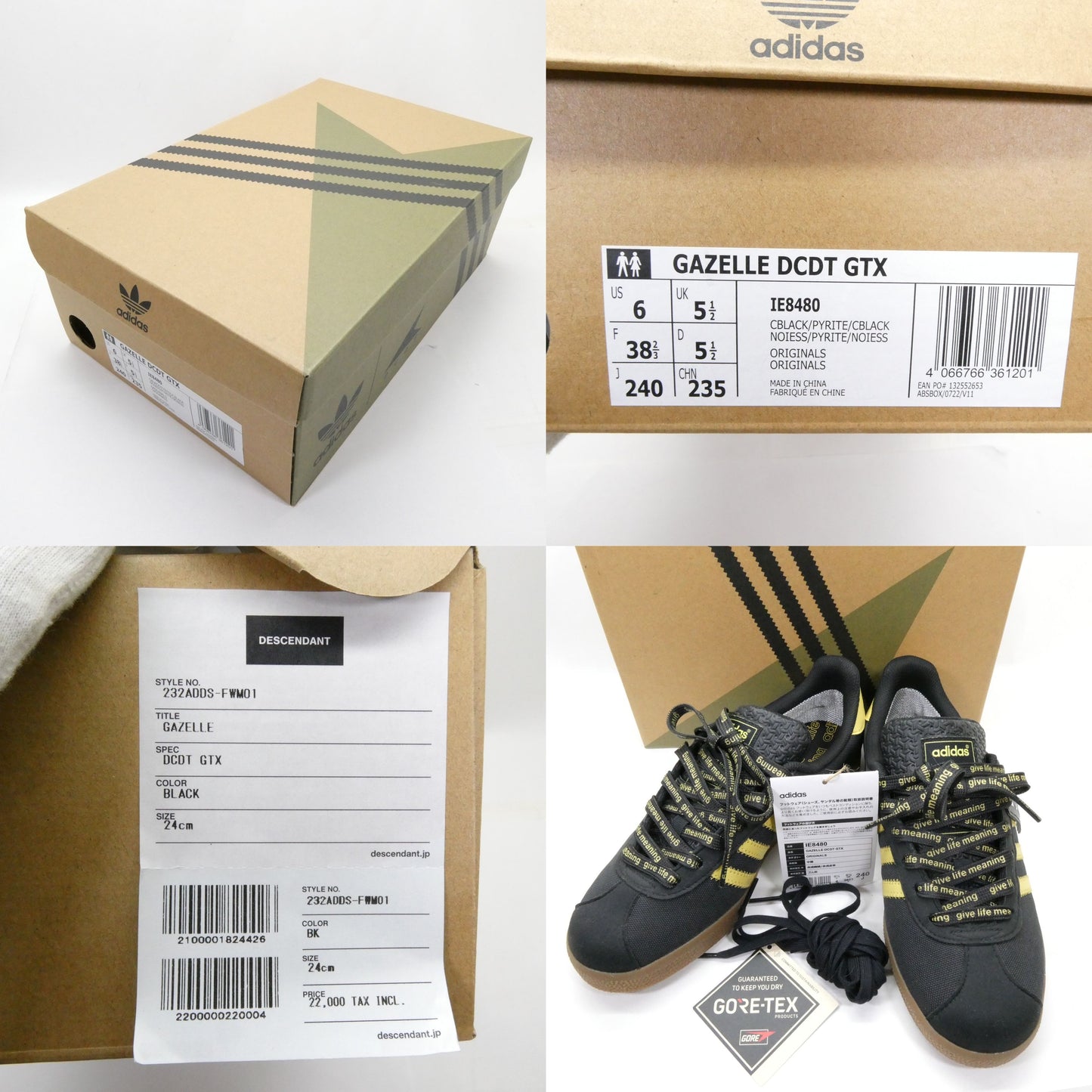 adidas Originals DESCENDANT GAZELLE GTX Core Black Sneakers