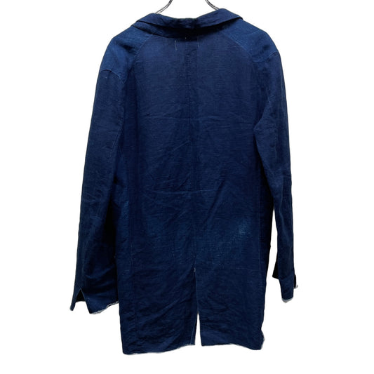 PROPOSITION Indigo Linen Cut-Off Tailored Blazer Blue Size S