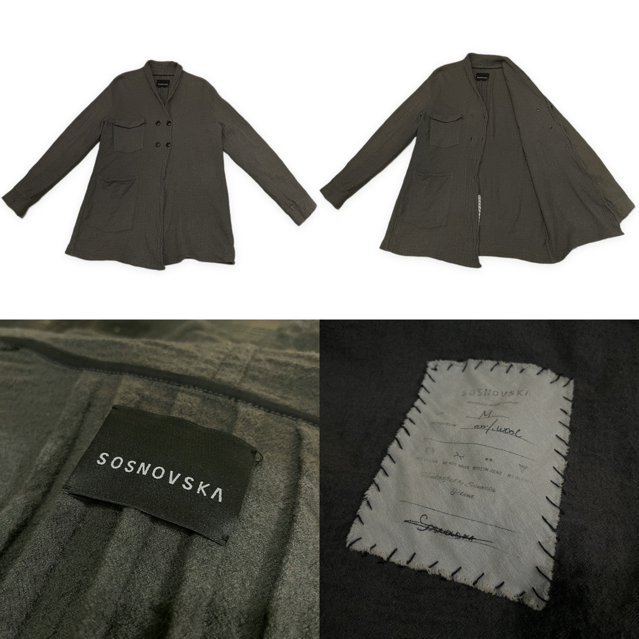 SOSNOVSKA Felted Wool Double Breasted Jacket Green Size M