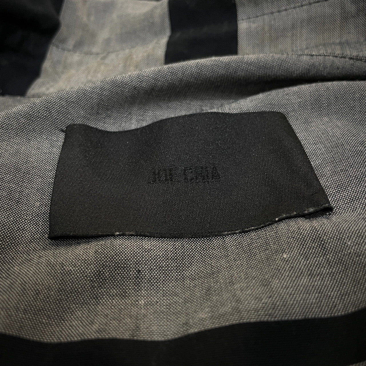 JOE CHIA Stripe Check Fly Front Long Shirt Gray Size XXL