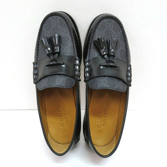 GUCCI GG Supreme Tassel Loafers Black Size 5