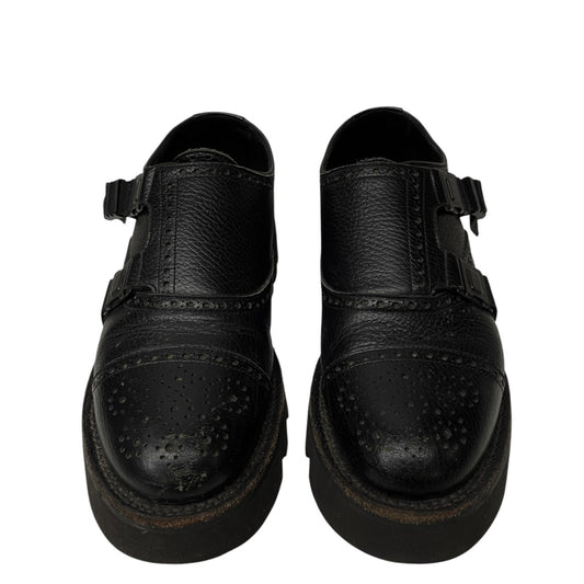foot the coacher Double Monk Strap Shoes Black Sneakers Size 7