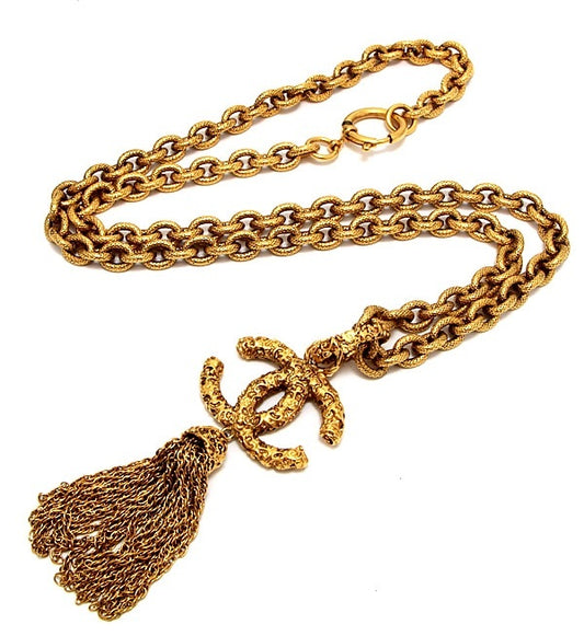 CHANEL Vintage Gold GP Coco Mark Fringe Size ONE SIZE