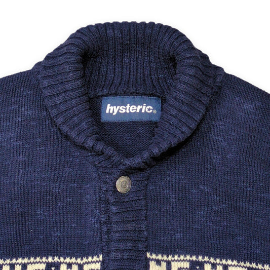 HYSTERIC GLAMOUR 00s Navy Shawl Collar Knit Cardigan Size M