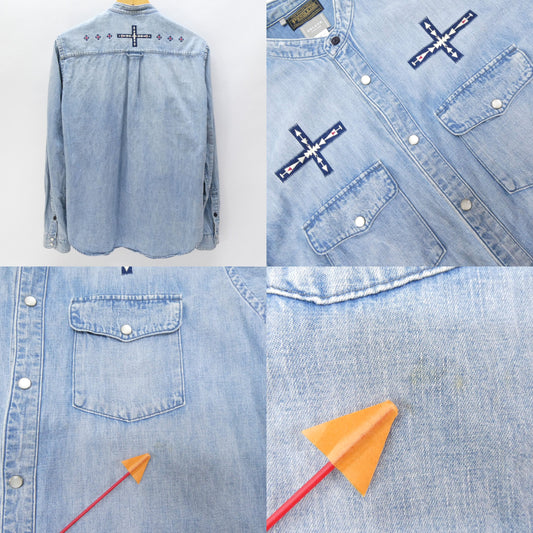 DELUXE x PENDLETON Native Embroidered Denim Shirt Size L