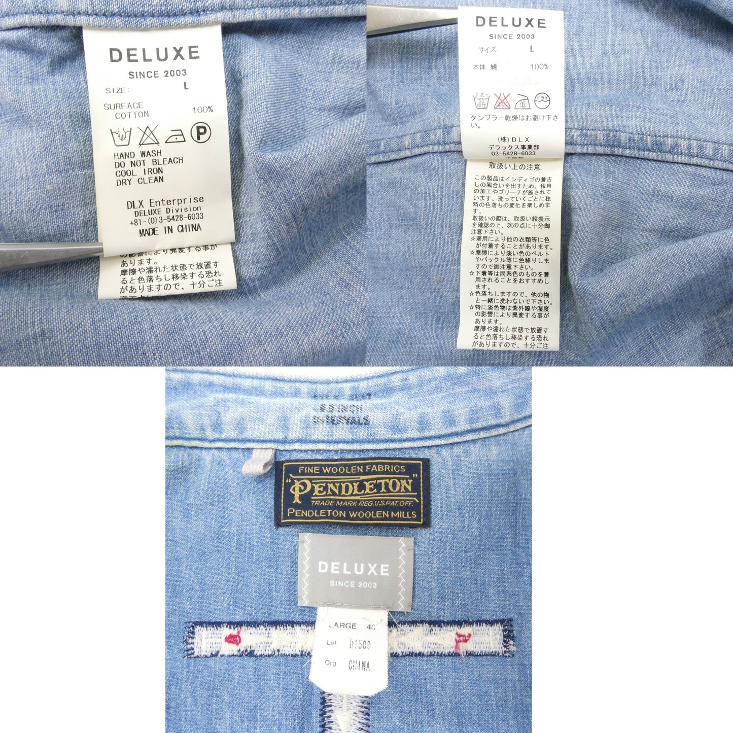 DELUXE x PENDLETON Native Embroidered Denim Shirt Size L