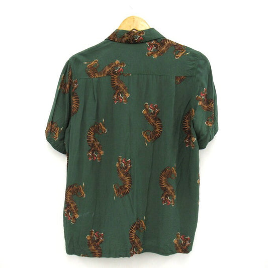 WACKO MARIA Hawaiian Long Sleeve Shirt Tiger Green Size S