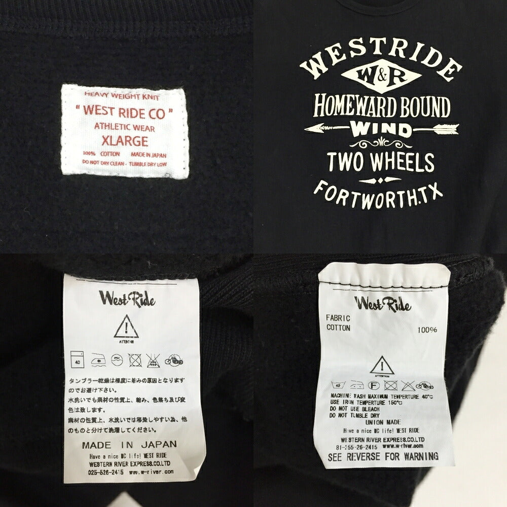 WEST RIDE RW Crewneck Sweatshirt Black Size XL