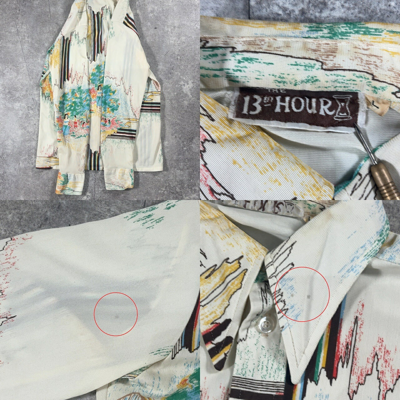 The 13th Hour 70s Vintage Patterned Polyester Shirt Size M