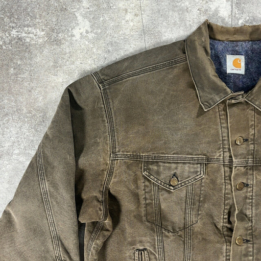 Carhartt 90s Faded Moss Green Trucker Jacket Size XXL