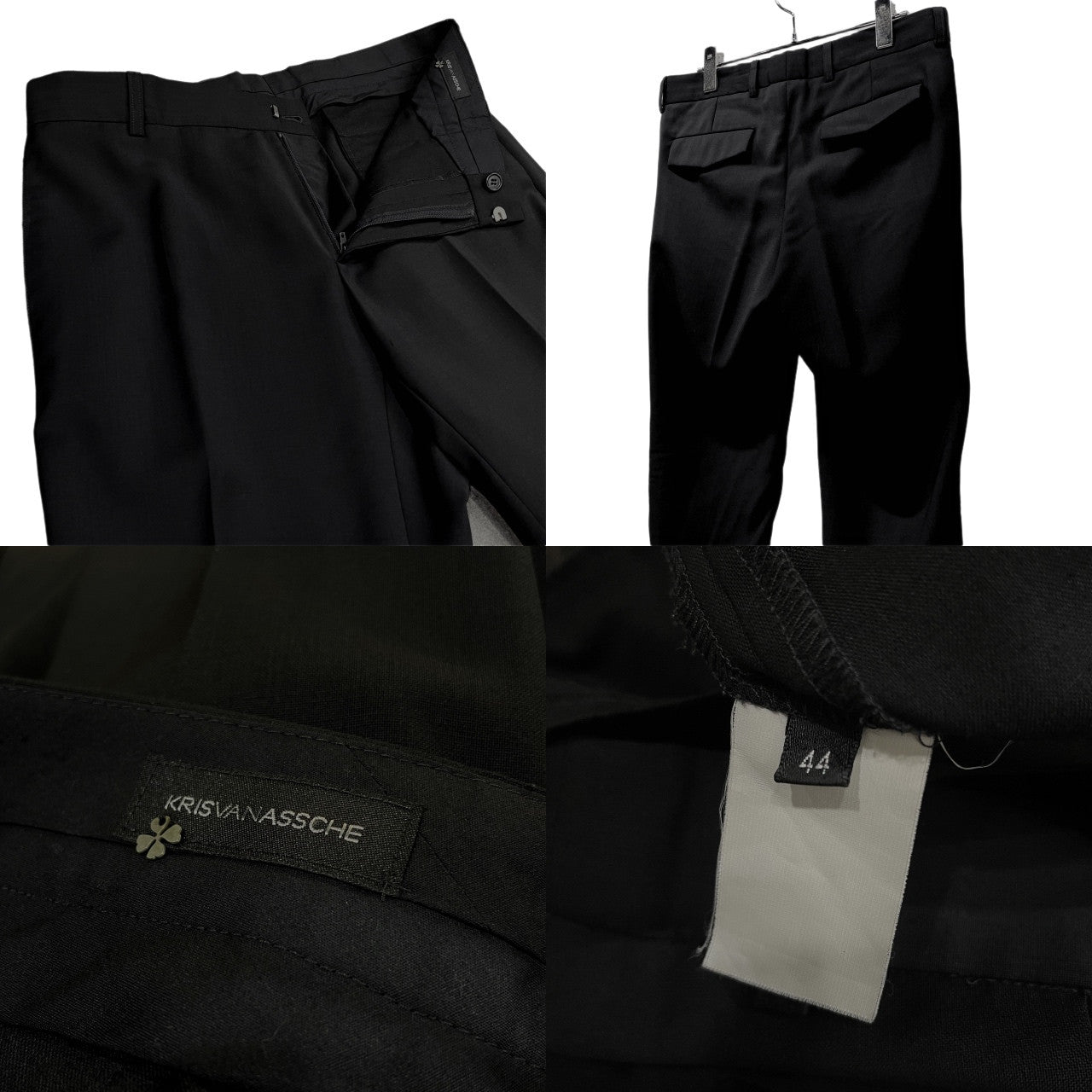 KRIS VAN ASSCHE Archive Wool Tropical 2B Suit Black Size 44