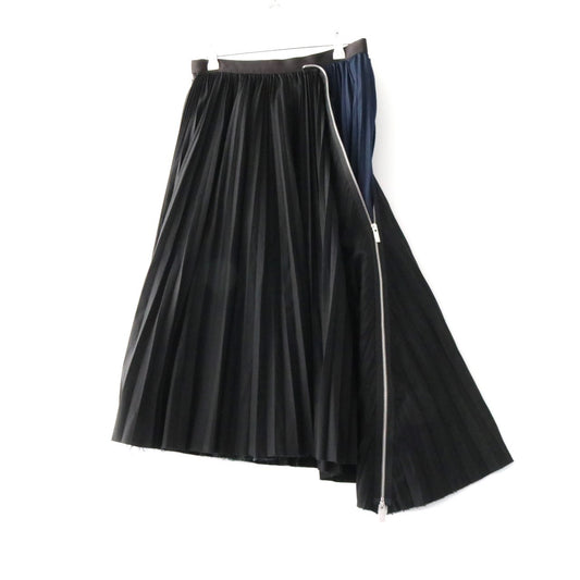 sacai 20SS Cotton Poplin Zipper Pleated Skirt Black Size 2