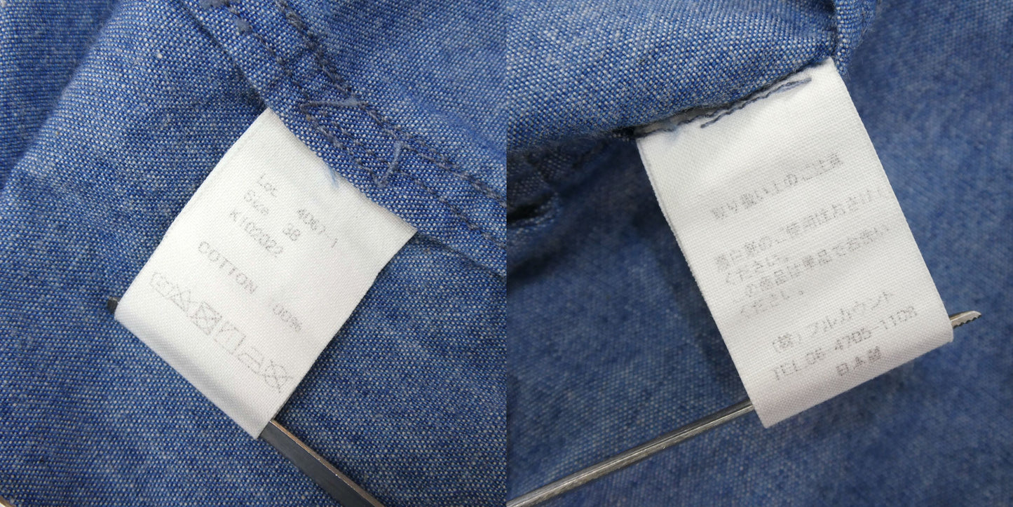 FULLCOUNT 4067 Basic Short Sleeve Chambray Shirt Blue Size L