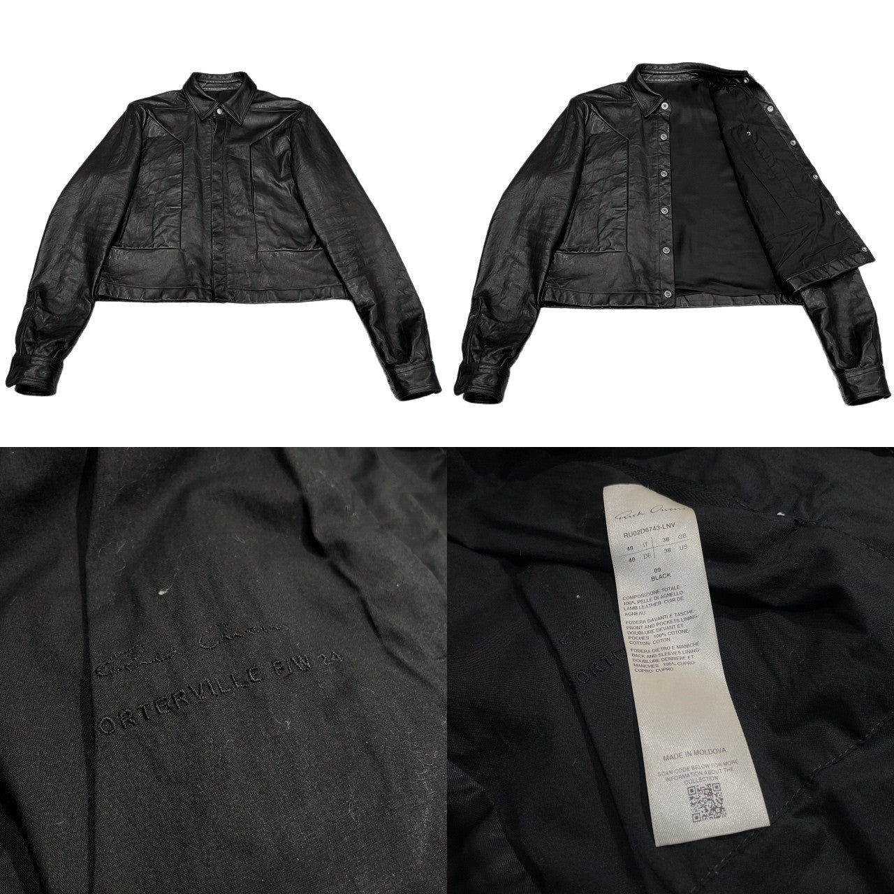Rick Owens 24AW Alice Strobe Lamb Jacket Black Size 48