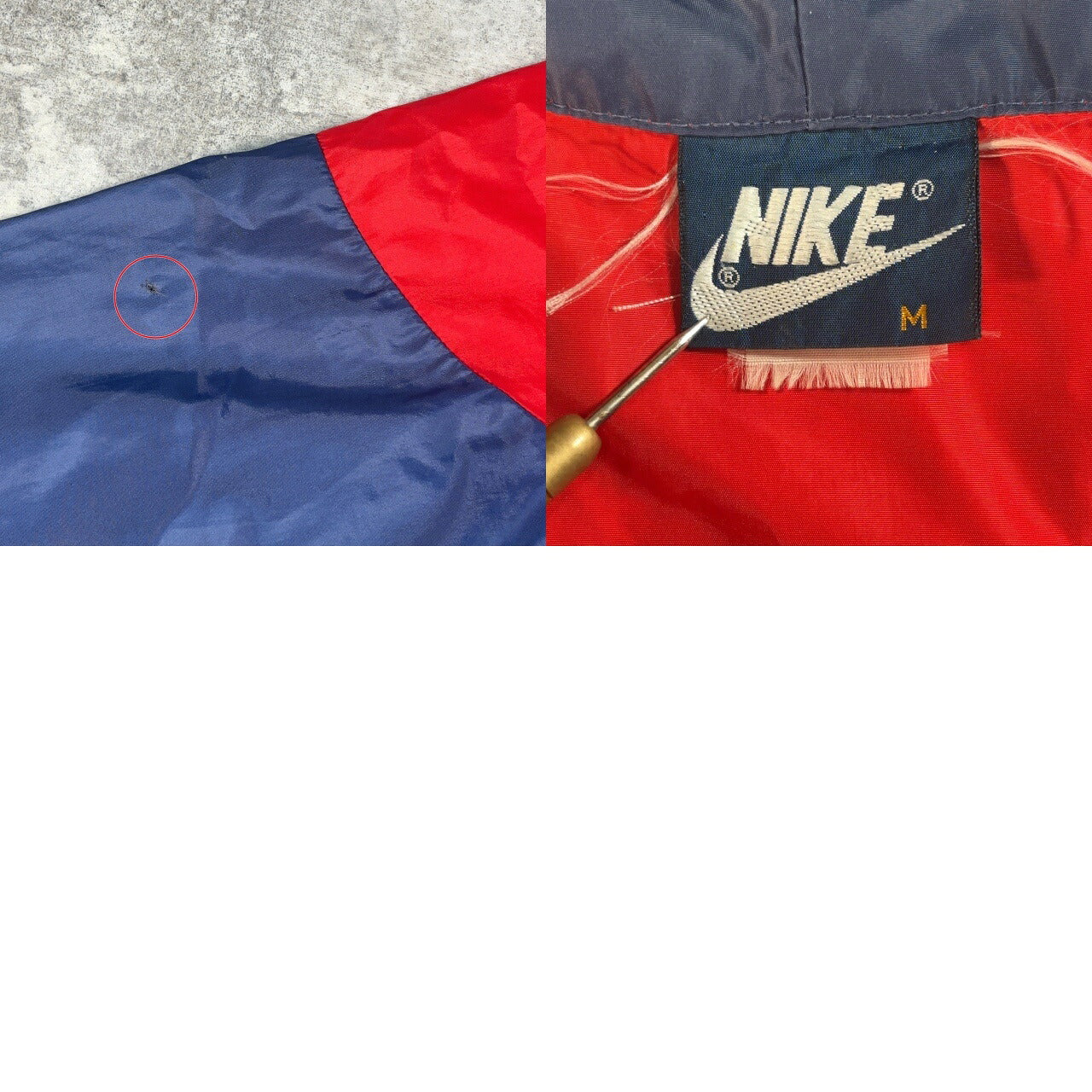 NIKE 80s Vintage Nylon Zip-Up Jacket Red Navy Size M