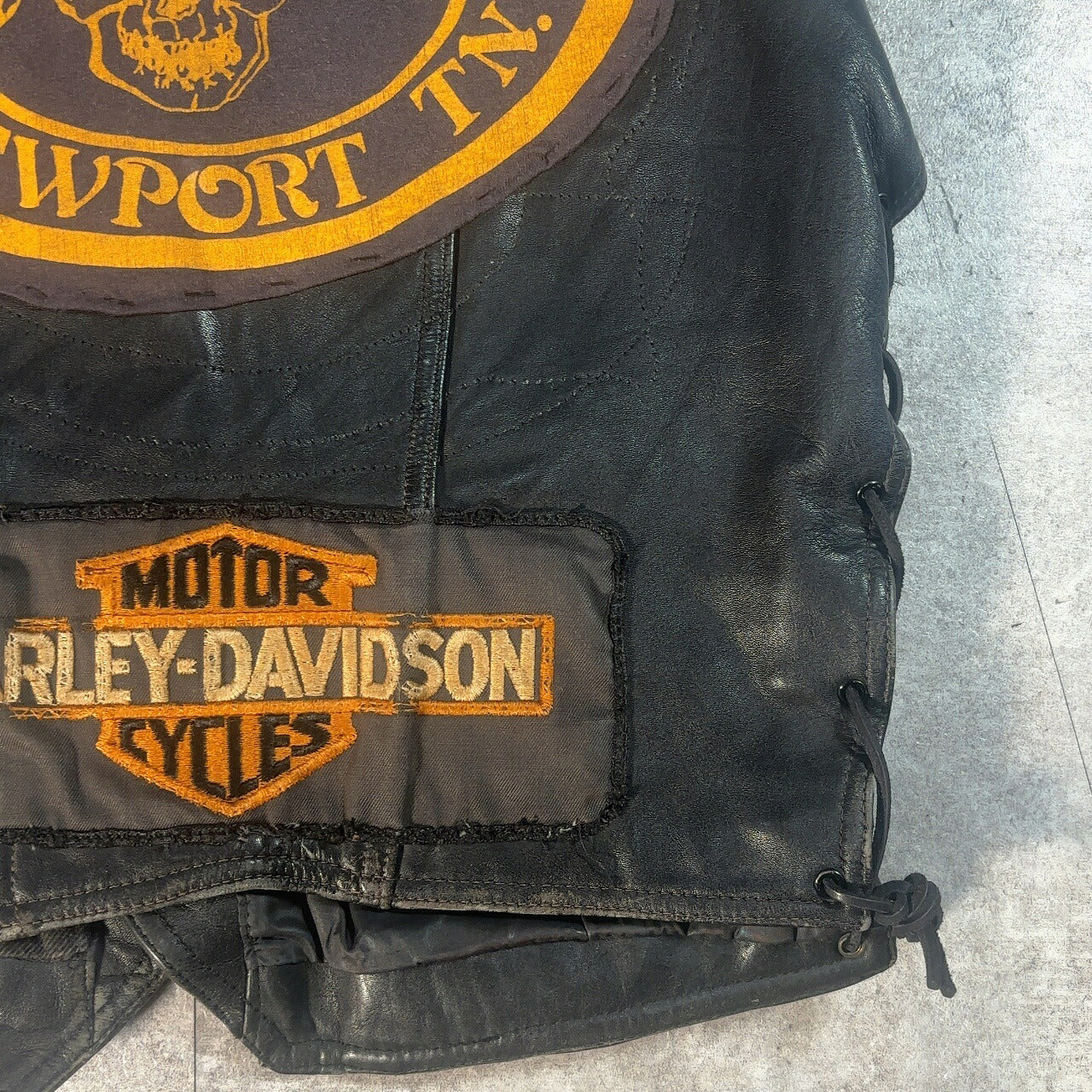 HARLEY DAVIDSON Vintage Biker Leather Vest Black Size M