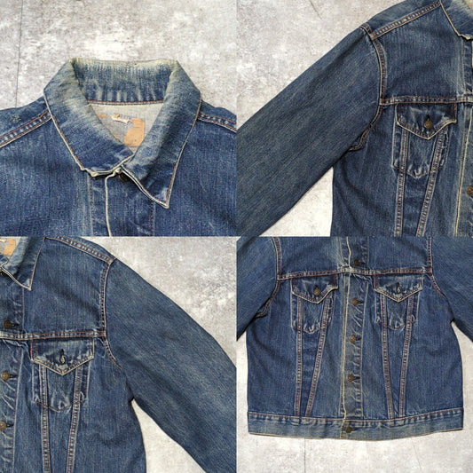 LEVI'S 60s 70505 BIG-E Back Print Denim Jacket Blue Size 46