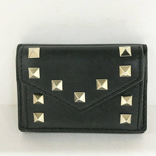 VALENTINO Studded Tri-Fold Mini Wallet Black Size ONE SIZE