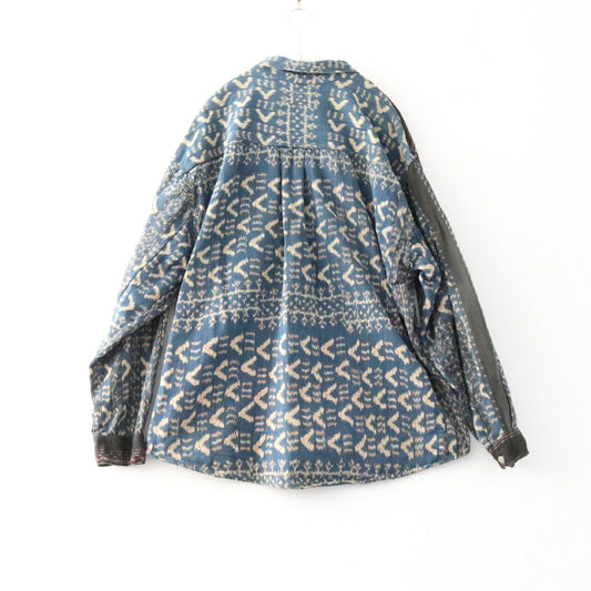 Vintage Woven Regular Collar Long Sleeve Shirt Navy Size L