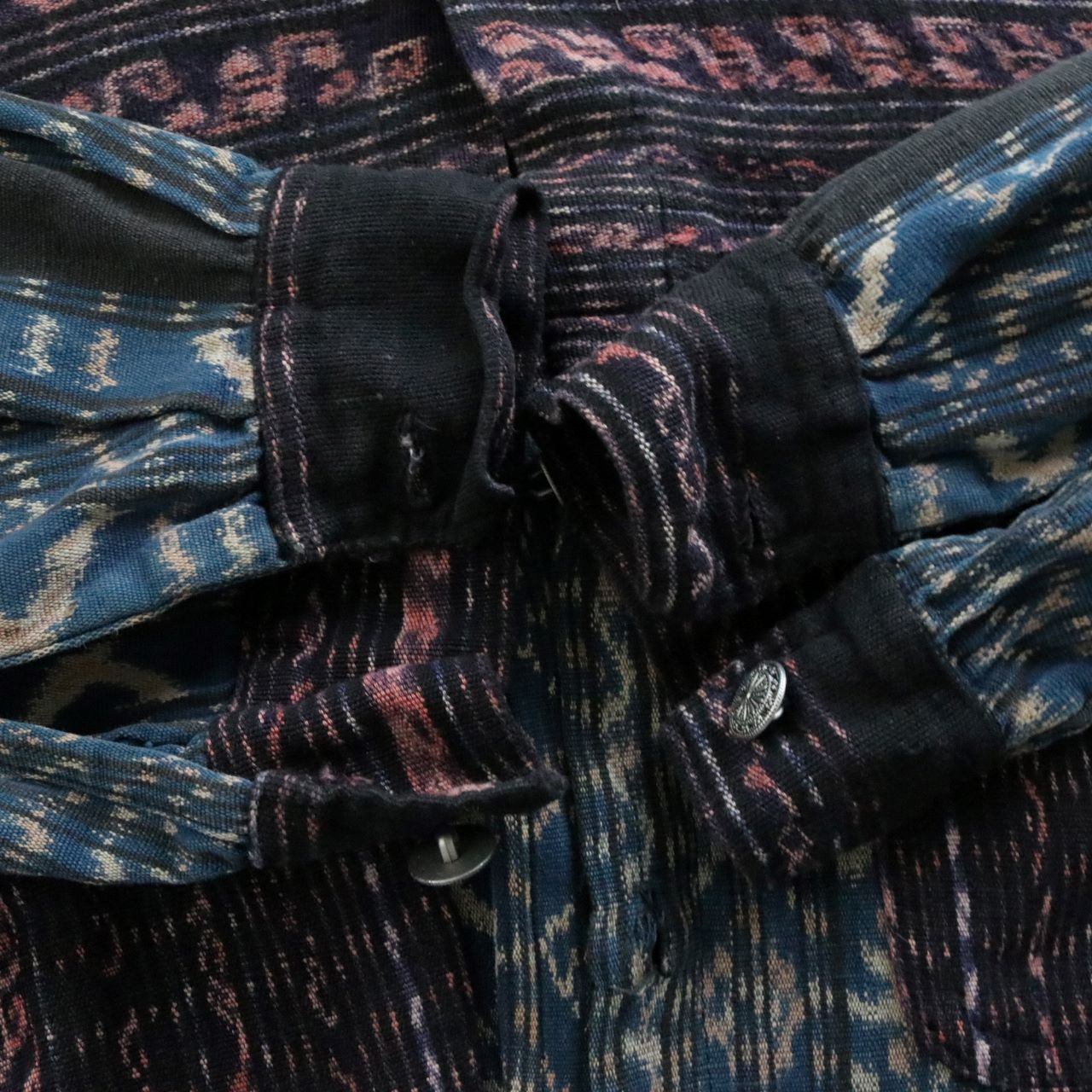 Vintage Woven Regular Collar Long Sleeve Shirt Navy Size L