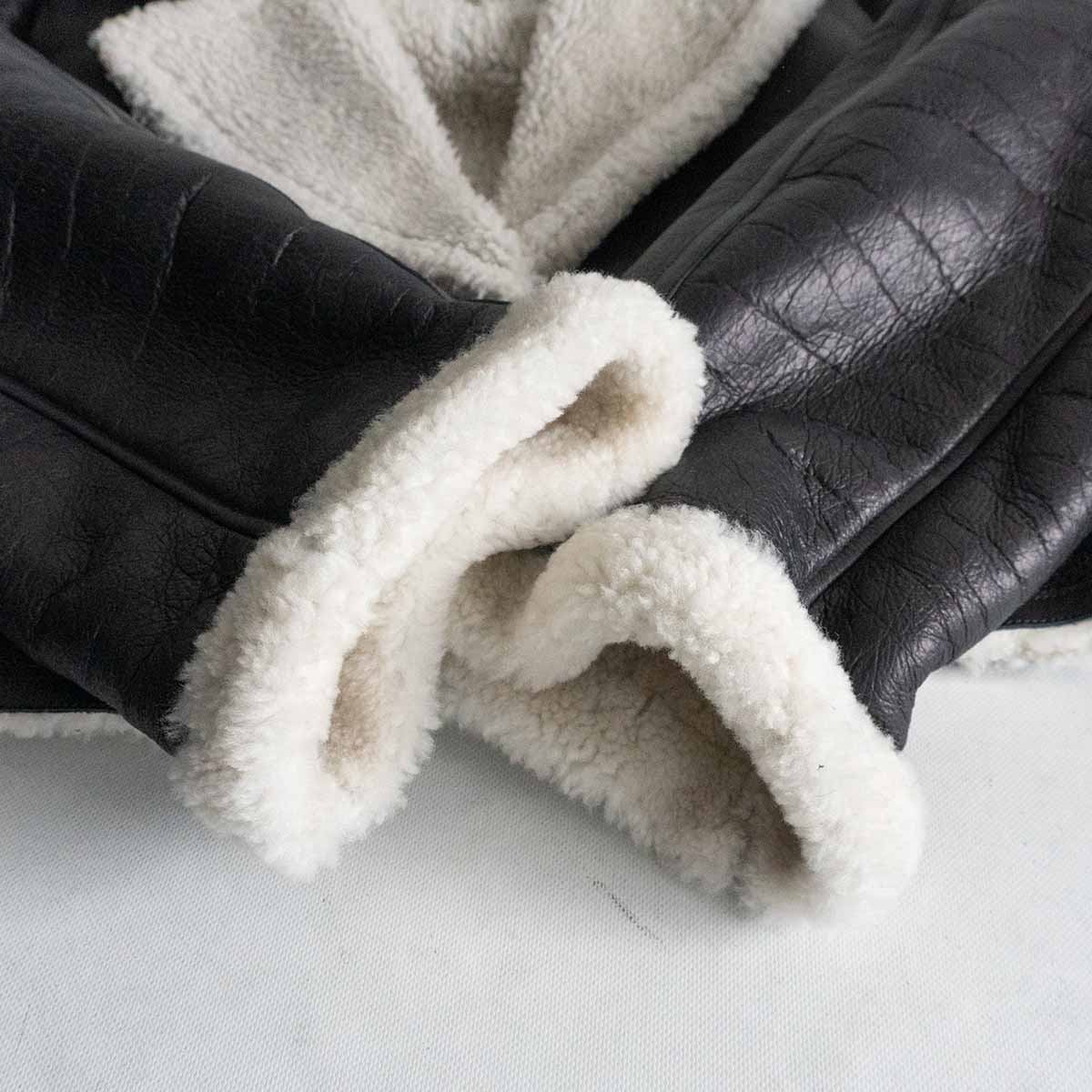 Polo Ralph Lauren Cropped Shearling Jacket Black Size M