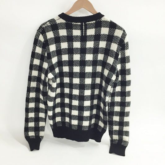 Saint Laurent Paris Block Check Knit Sweater Multi Size S