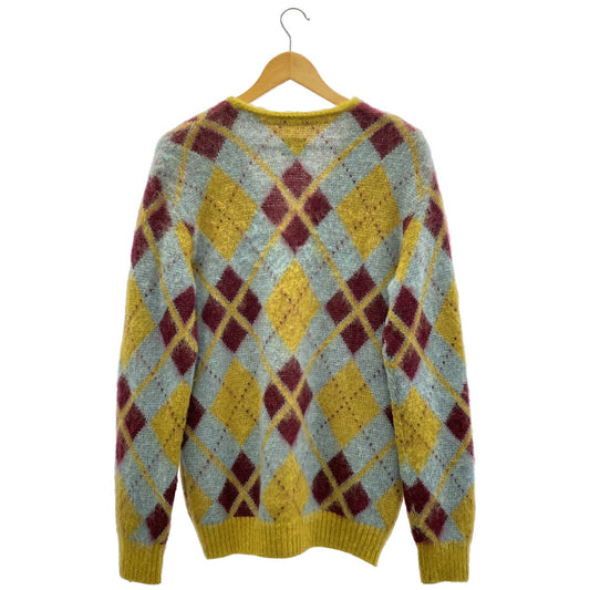 Mohair Cardigan Argyle Needles J0256 Yellow Cardigan Size L