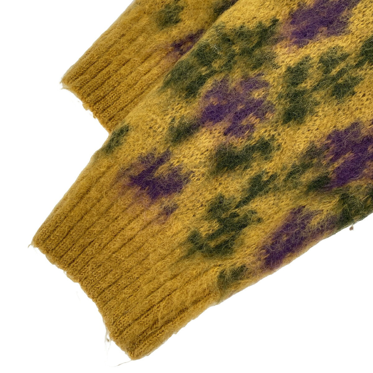 Needles F/W Mohair Flower Pattern Cardigan Yellow Size L