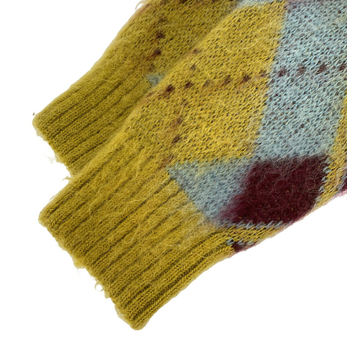 Mohair Cardigan Argyle Needles J0256 Yellow Cardigan Size L