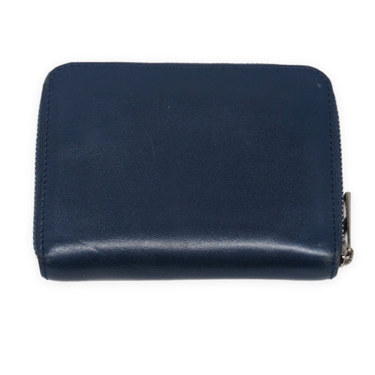 LOEWE Blue Leather 6 Card Zip Wallet Size ONE SIZE