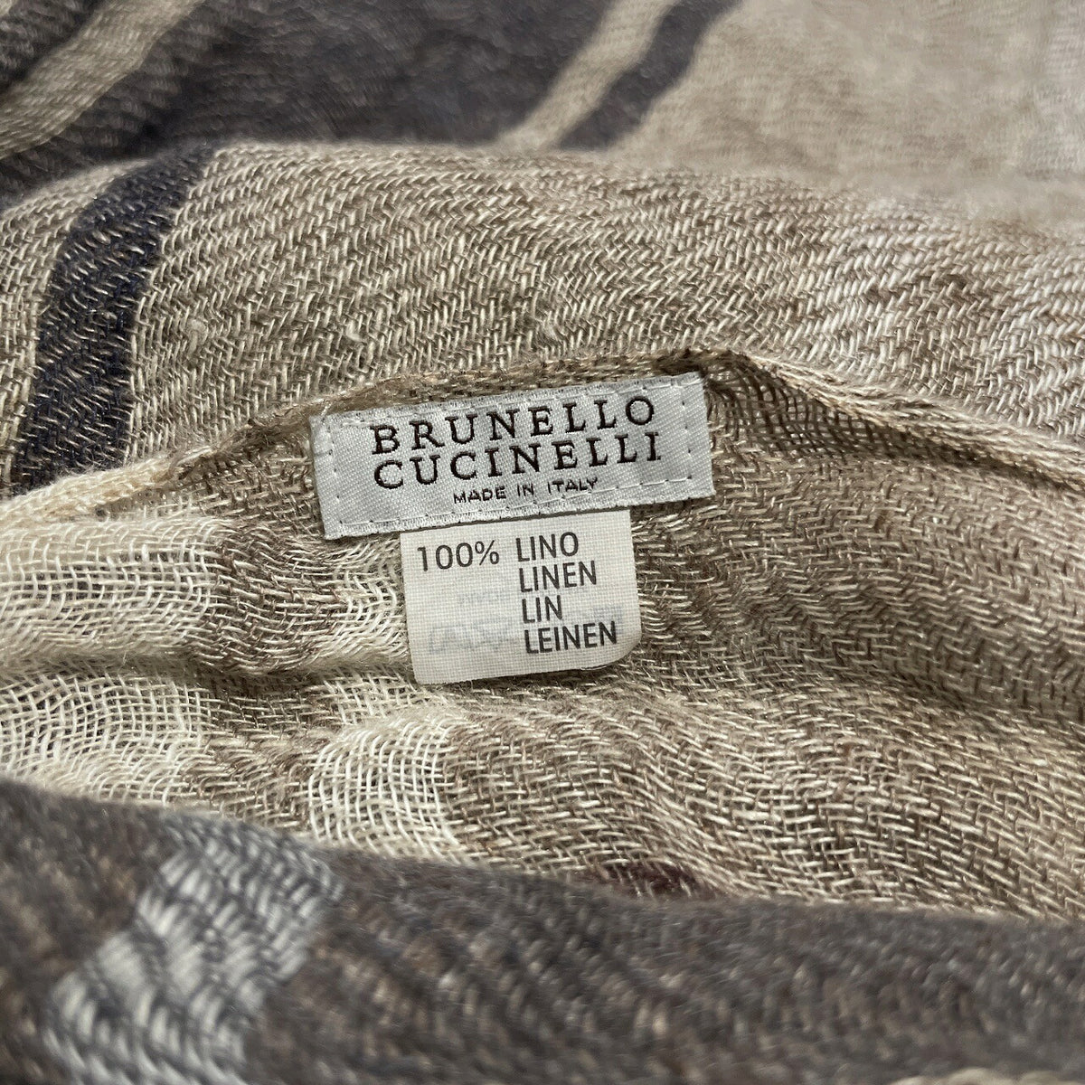 Brunello Cucinelli Linen Check Stole Beige
