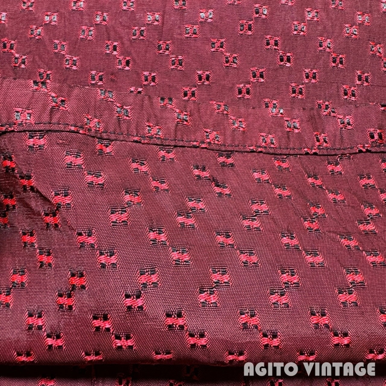 NATIONAL 50s Long Point Collar Woven Open Deep Red Shirt Size M