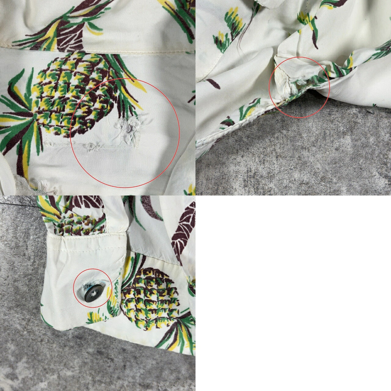Unknown 50s Rayon Pineapple Print Aloha Shirt White Size S