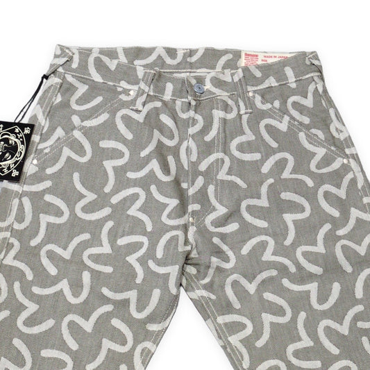 Evisu 5500 All-Over Seagull Jacquard Jeans Gray Size 32