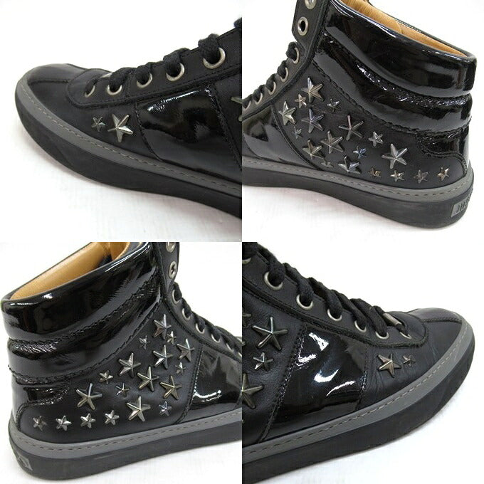 JIMMY CHOO BELGRAVIA Studded Hi-Top Sneakers Size 40 1/2