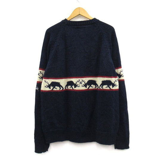 STUSSY 90's Navy Tag Raglan Knit Sweater Navy Size XL