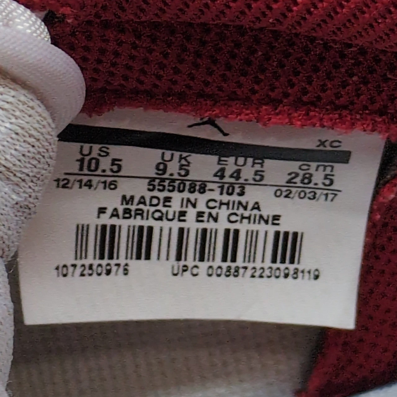 NIKE Air Jordan 1 Metallic Red Hi-Top Sneakers Size 28.5