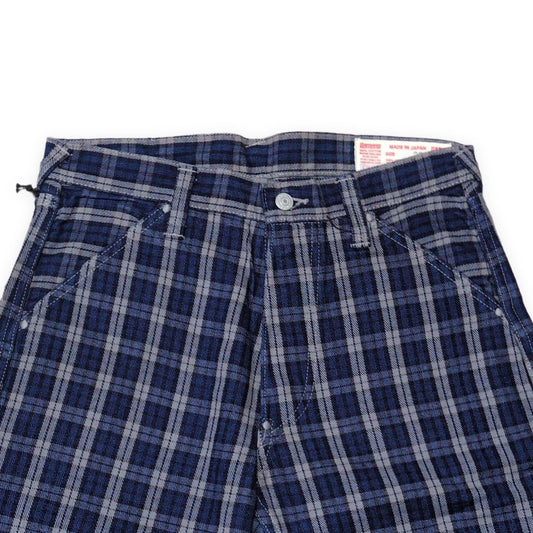Evisu Yamane 7550 Check Cotton Shorts Blue Size 32