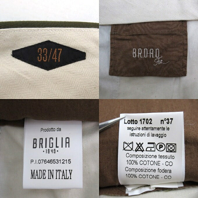 BRIGLIA Pleated Khaki Slacks Size 33