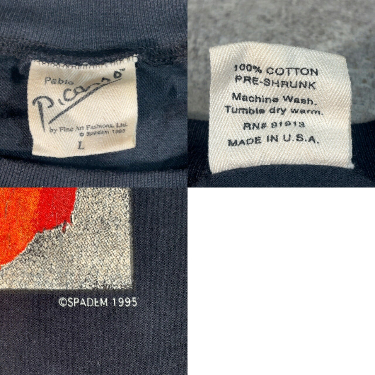 Pablo Picasso USA 90's Art Print T-Shirt Size L