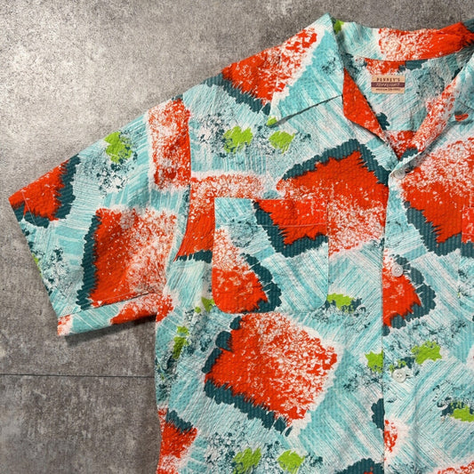 PENNEYS 50s Blue Seersucker Vintage Shirt Size M