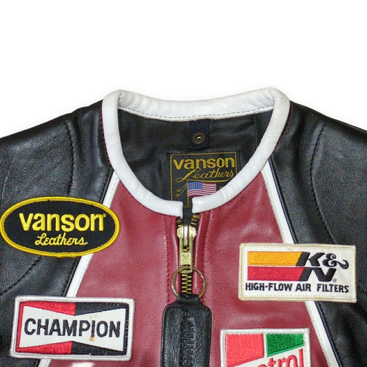 VANSON Star Leather Biker Jacket Size S
